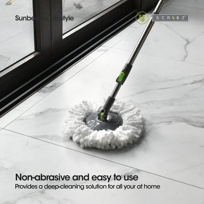 SCRUBZ Premium Microfiber Spin Mop Head Refill [Set of 2] Heavy Duty Cleaning Essentials [14cm] Clean all types of Flooring