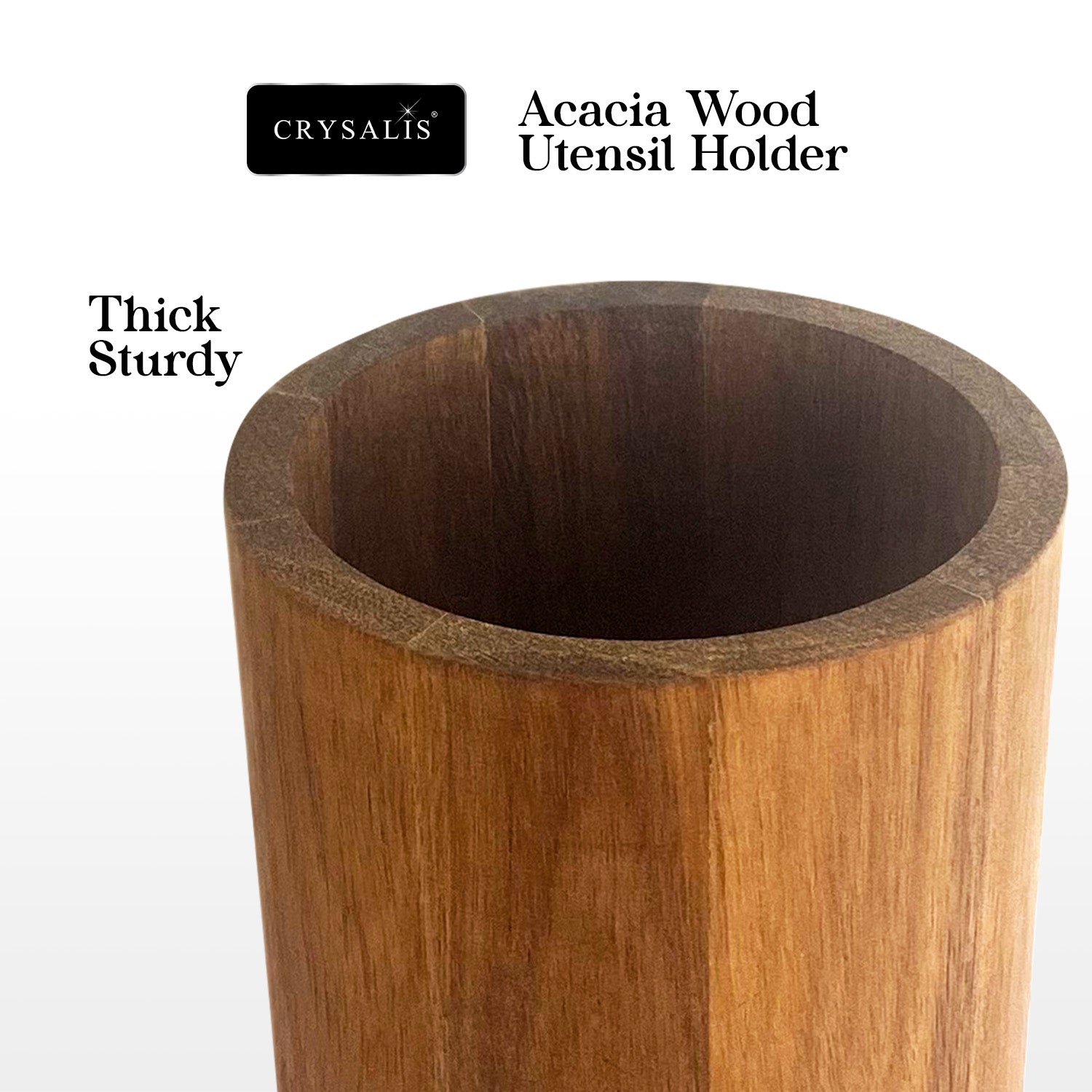 CRYSALIS Acacia Wood Utensil Holder