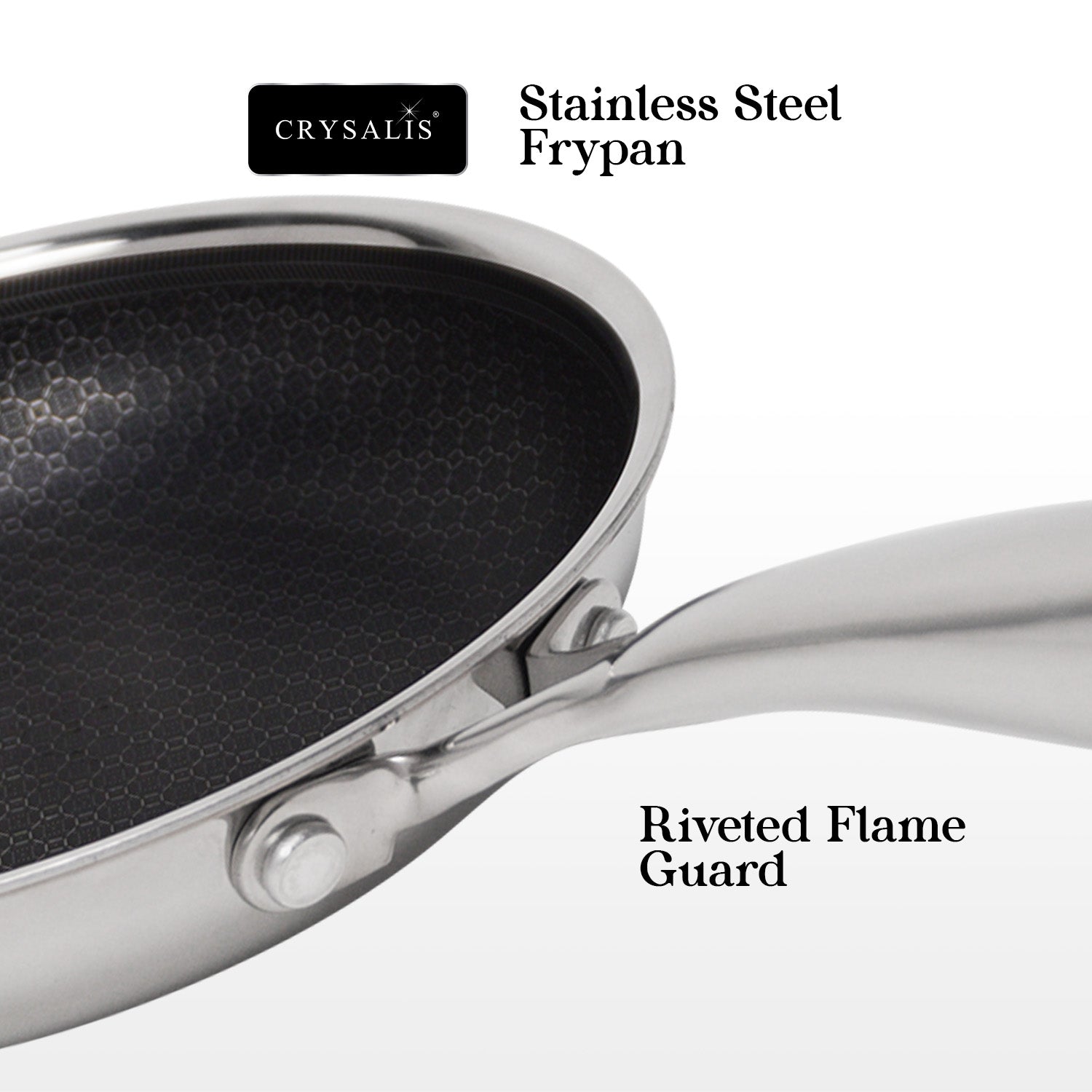 CRYSALIS INOX Stainless Steel Cookware Collection - Honeycomb Non-Stick Frypan, Saucepan, Dutch Oven, Wok Pan