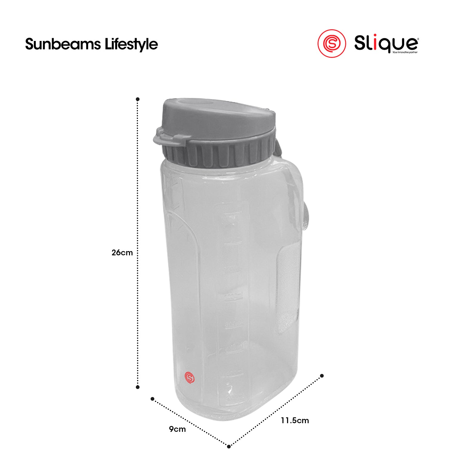 SLIQUE 1600ml Water Pitcher BPA-Free Easy Grip Handle Leak-Proof Lid Cold Beverage Fridge-Ready