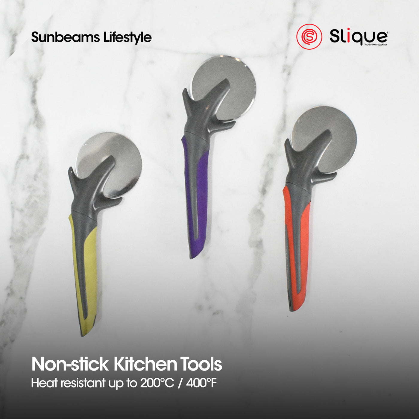 SLIQUE Nylon Kitchen Gadget Pizza Turner | Pizza Cutter | Ice Cream Scoop | Peeler | Cheese Slicer | Bottle Opener | Grater Kitchen Baking Cooking Essentials - Colored Tools
