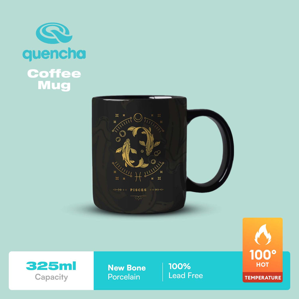 Quencha 325ml Chip Resistant Coffee Mug with Zodiac Design Porcelain Coffee Cup
