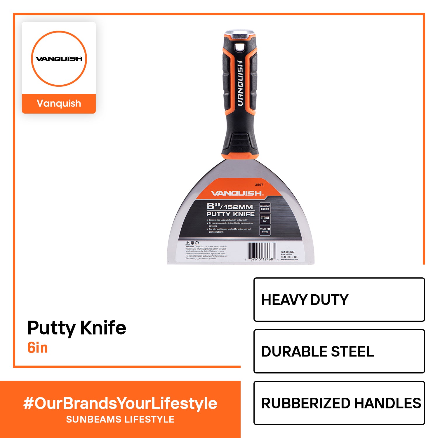 VANQUISH Premium Putty Knife, Flexible Blade 1 1/2inch x 38mm