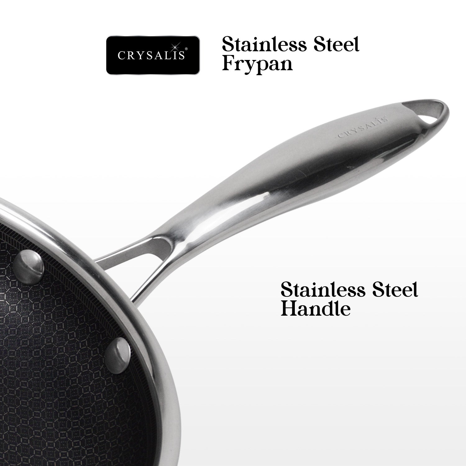 CRYSALIS INOX Stainless Steel Cookware Collection - Honeycomb Non-Stick Frypan, Saucepan, Dutch Oven, Wok Pan