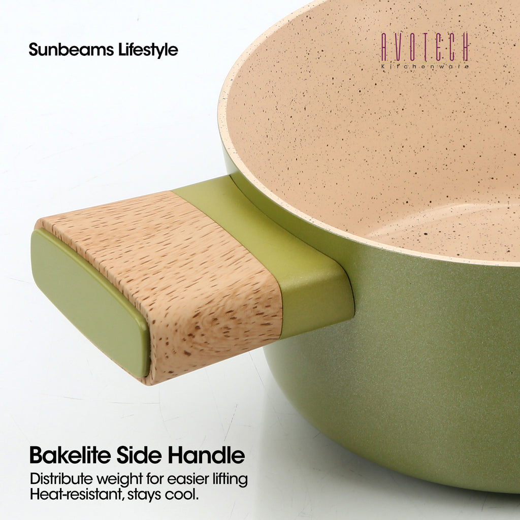 Slique AvoTech Ceramic Cookware Collection Heavy-Duty Non-Stick Frypan Wok Dutch Oven PFOA-Free Induction