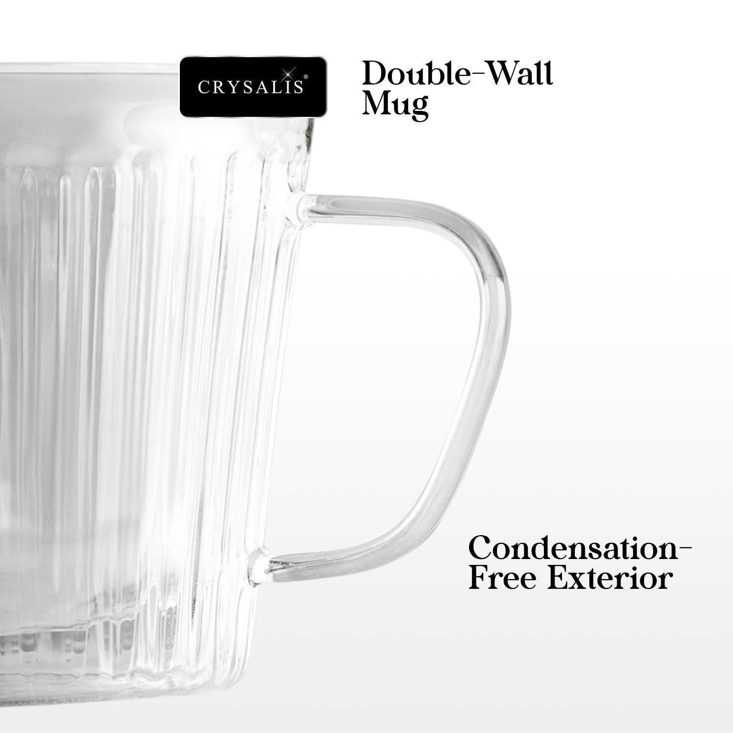 Crysalis Borosilicate Double-Wall Insulated Glass Coffee Mug, Grande Mug, Espresso Mug – Set of 2
