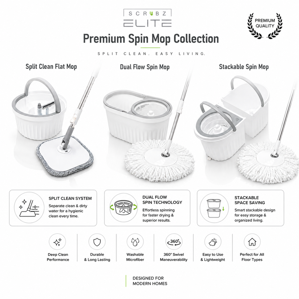 Scrubz Elite 360 Tornado Spin Mop Floor Cleaning Mop with Bucket