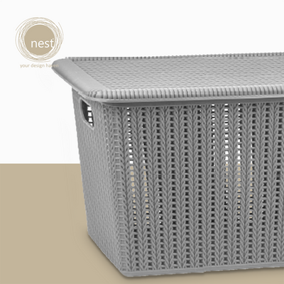 NEST DESIGN LAB Premium Stackable Knit Basket w/ Lid