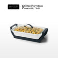 Crysalis Linear Porcelain Casserole Dish with Glass Lid and Metal Stand