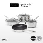 CRYSALIS INOX Stainless Steel Cookware Set - Honeycomb Non-Stick Frypan, Saucepan, Dutch Oven, Wok Pan