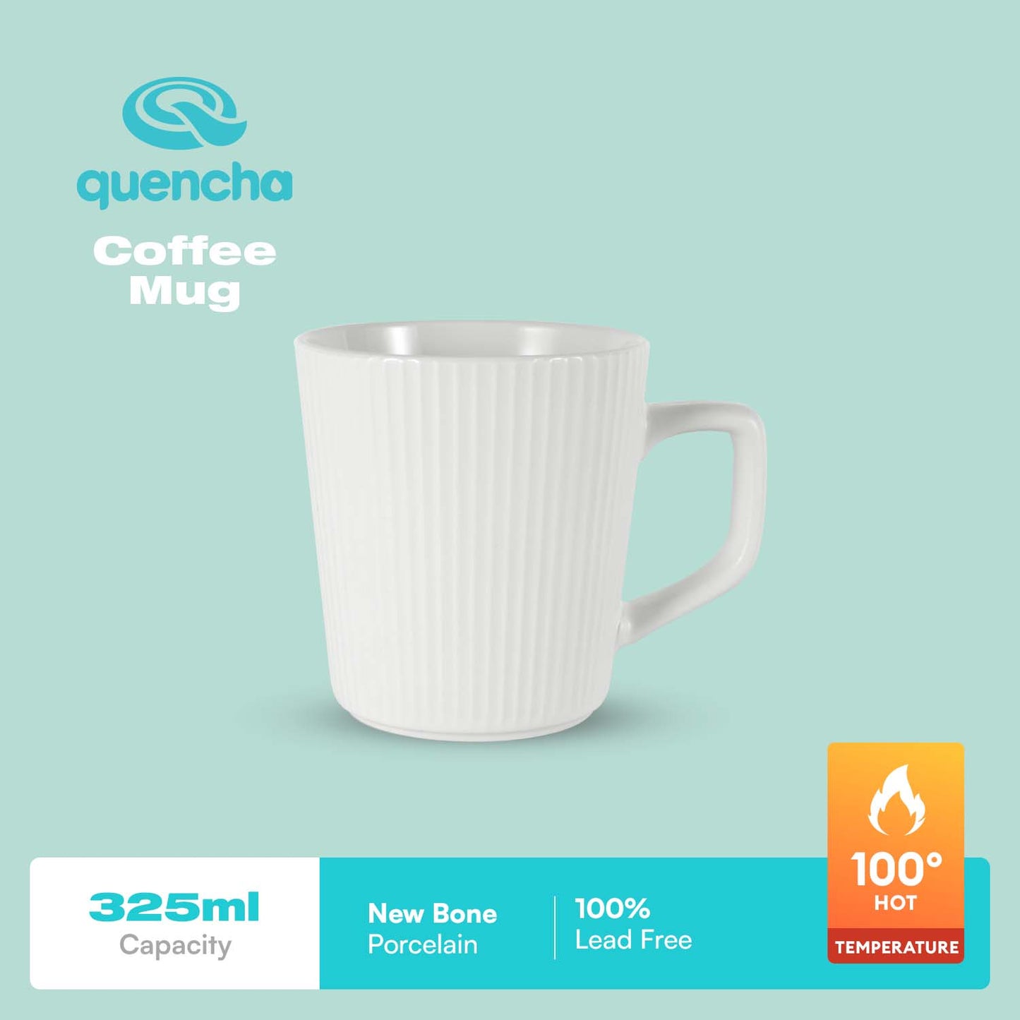 Quencha 325ml Chip Resistant Coffee Mug Porcelain Coffee Cup