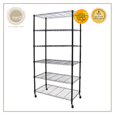 NEST DESIGN LAB Premium 6Layer Multi-Purpose Storage Shelf w/ Wheels Kitchen Organizer Amazing Gift Idea For Any Occasion!