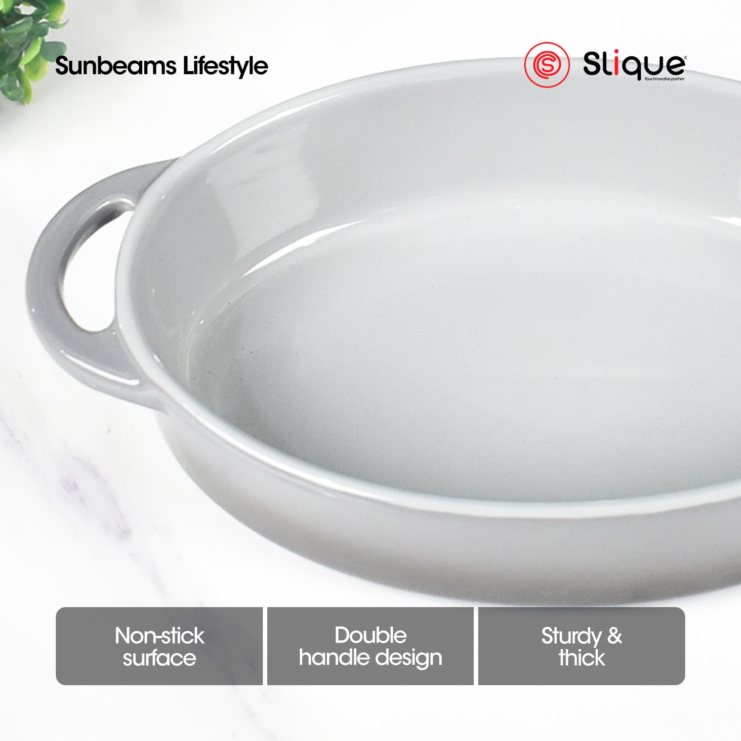 SLIQUE Marble Glass Baking Dish Oval | Round | Rectangle | Square | Small & Large Serving Dish