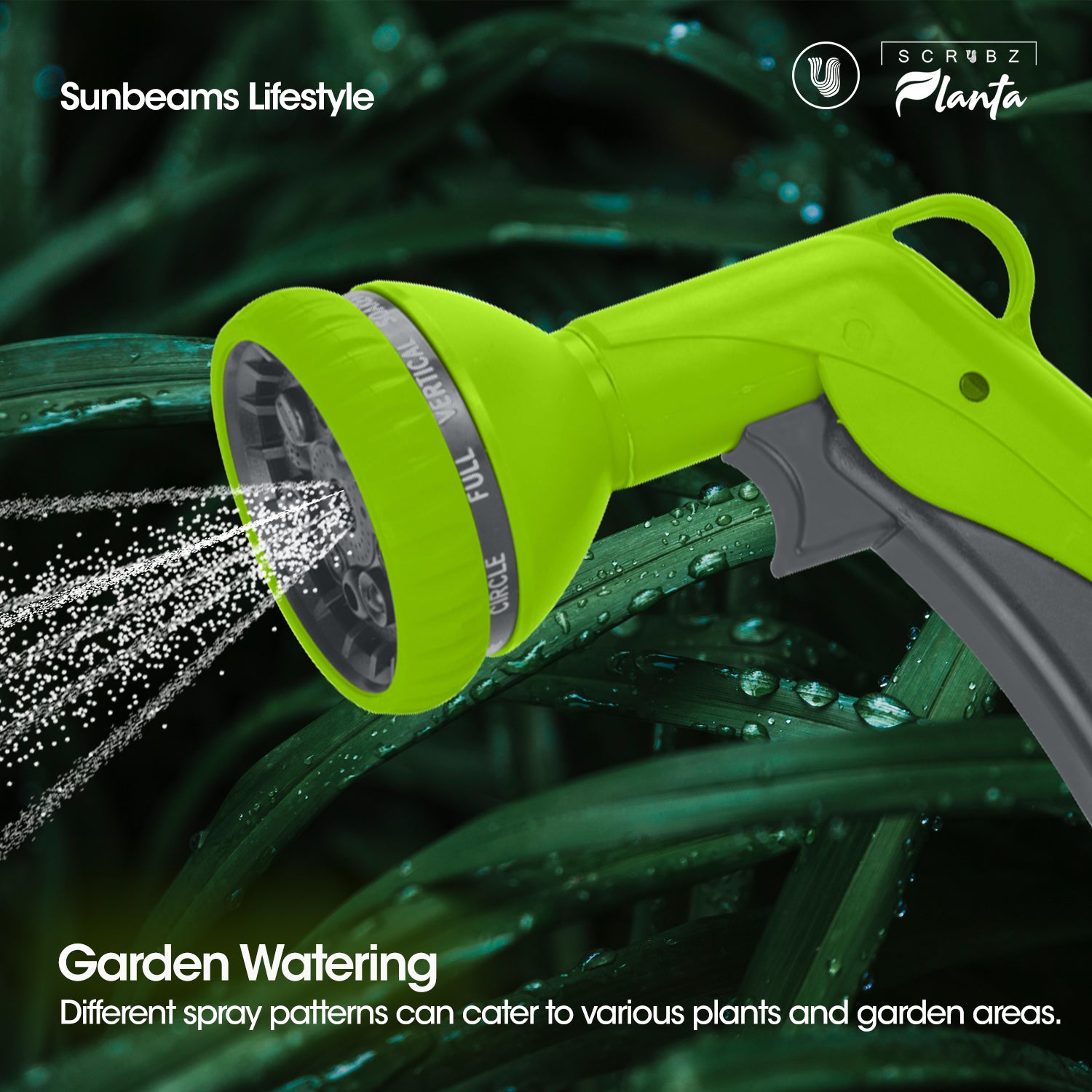 SCRUBZ Planta Garden Hose Nozzle Spray Gun, Soft Grip,  Garden Tools, For Watering Plants, Carwash