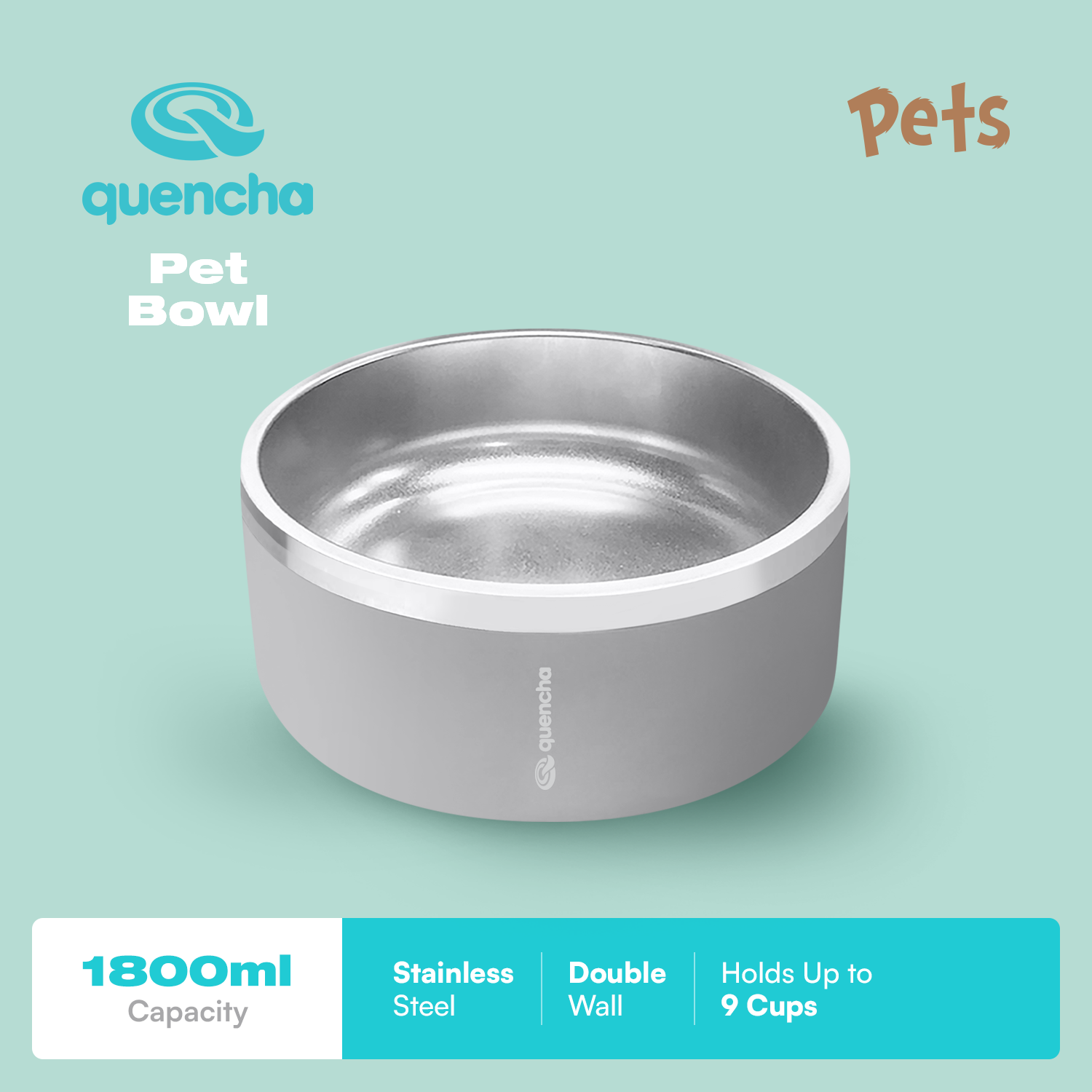 Quencha Double Wall Stainless Steel Pet Bowl