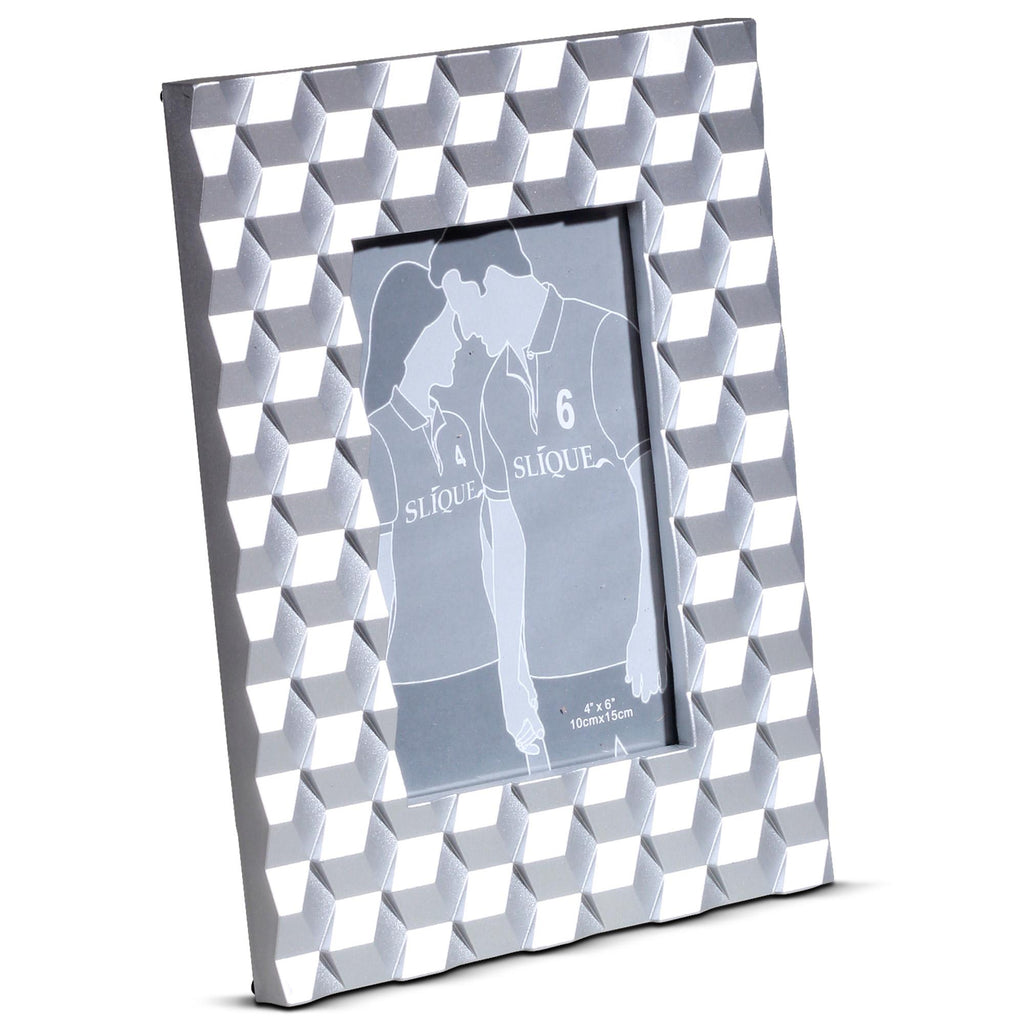 SLIQUE Premium Silver Picture Frame 4x6" Photo Display Picture Holder Wall Stand Image