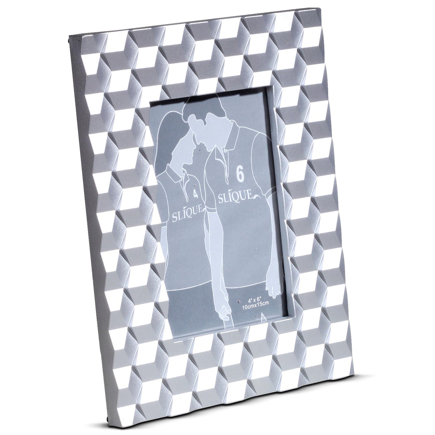 SLIQUE Premium Silver Picture Frame 4x6" Photo Display Picture Holder Wall Stand Image