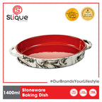 SLIQUE Premium Porcelain Oval Bakedish, Oven Dish Plate, Baking Dish Pan with Handle 0.9L/1.4L