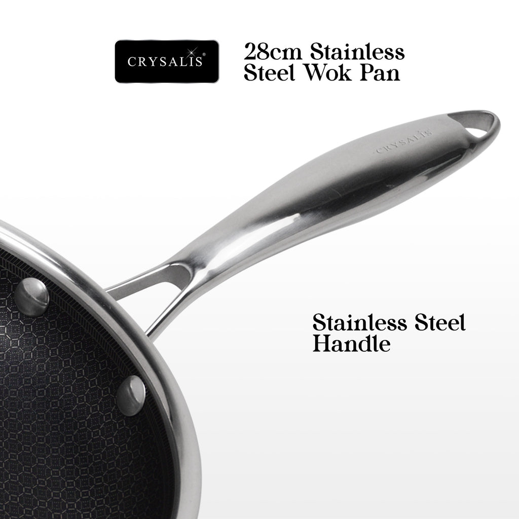 CRYSALIS INOX Stainless Steel Cookware Set - Honeycomb Non-Stick Frypan, Saucepan, Dutch Oven, Wok Pan