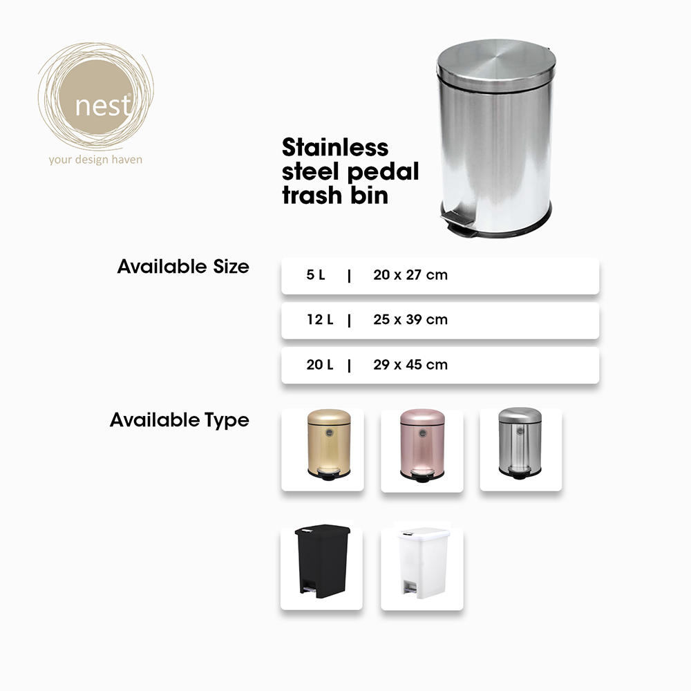 NEST DESIGN LAB Premium Stainless Steel Pedal Bin Soft Close Amazing Gift Idea For Any Occasion!