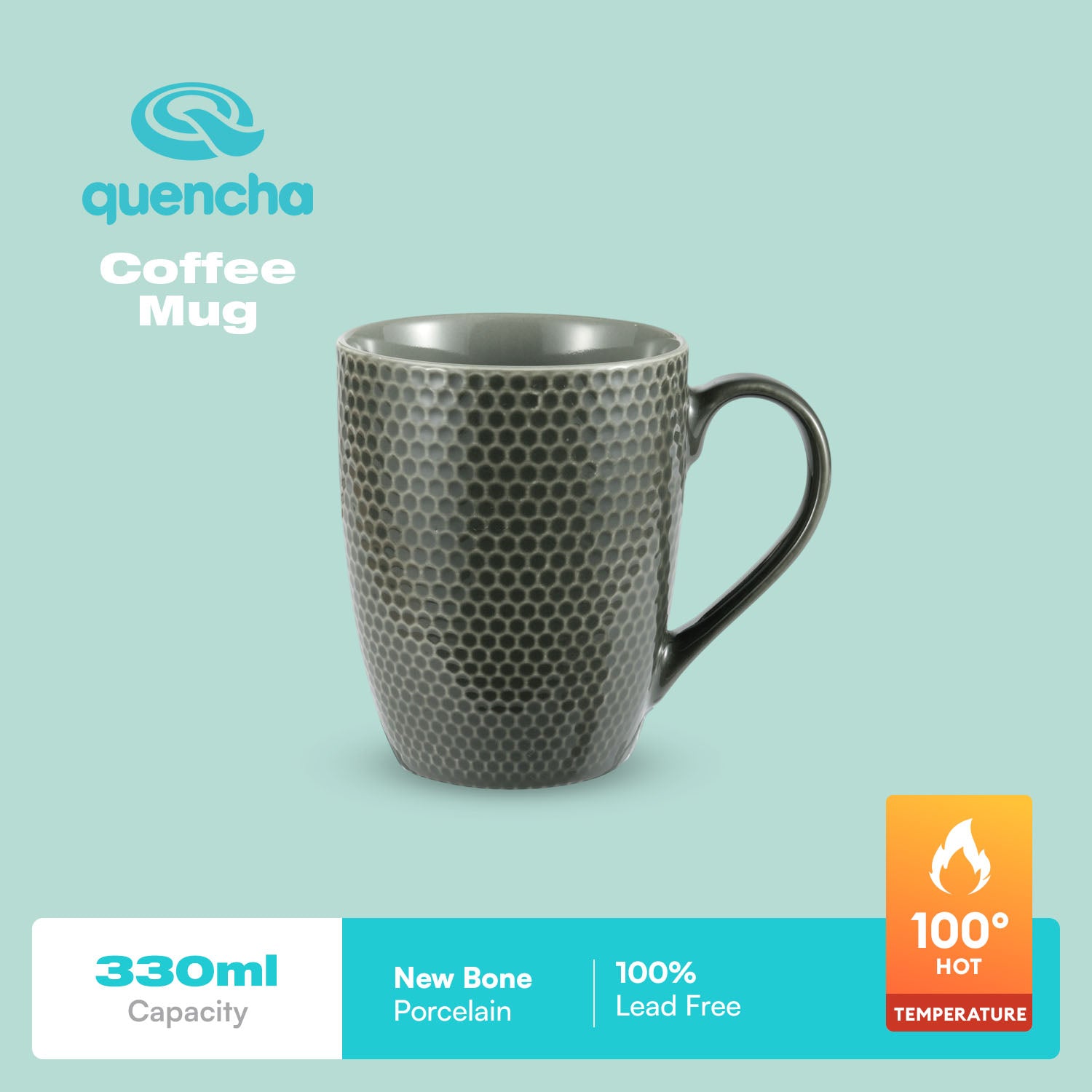 QUENCHA Horizon New Bone Porcelain Textured Mugs With Comfortable Grip & Gifting Appeal