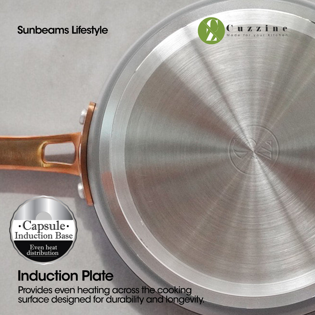 Cuzzine by Slique Forged Frypan Wok pan Sauce Pan Dutchoven with Tempered Glass Lid