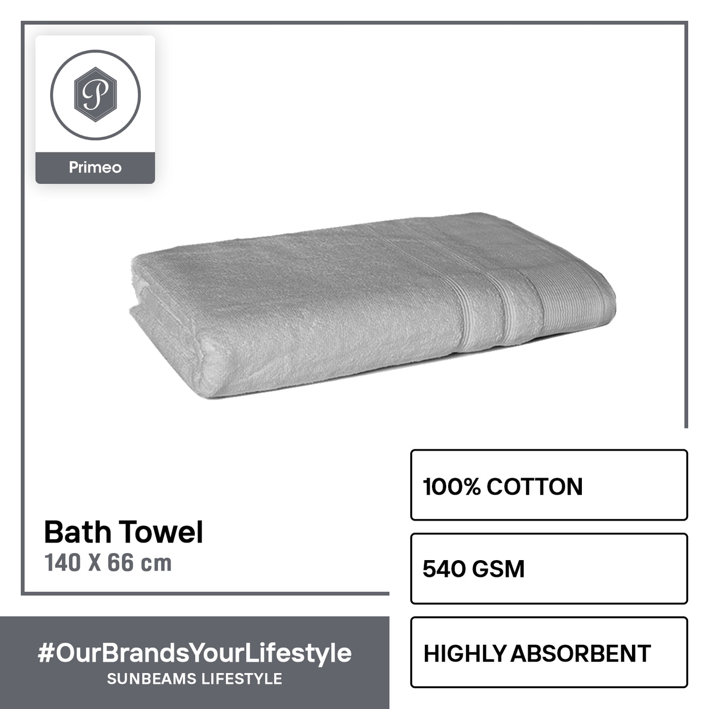 PRIMEO Premium 100% Cotton Bath Towel