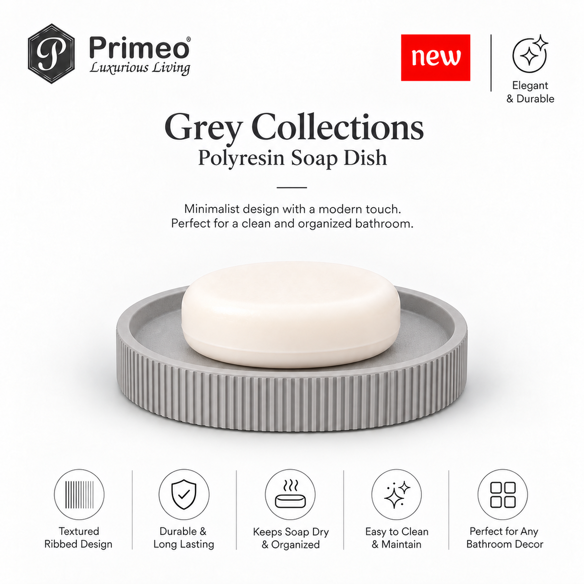 PRIMEO Bathroom Accessories Polyresin Bathroom Set Soap Dish Tumbler Soap Dispenser Toilet Brush Holder
