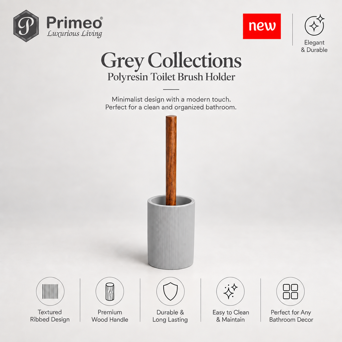 PRIMEO Bathroom Accessories Polyresin Bathroom Set Soap Dish Tumbler Soap Dispenser Toilet Brush Holder