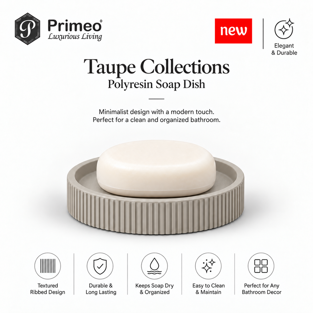 PRIMEO Bathroom Accessories Polyresin Bathroom Set Soap Dish Tumbler Soap Dispenser Toilet Brush Holder
