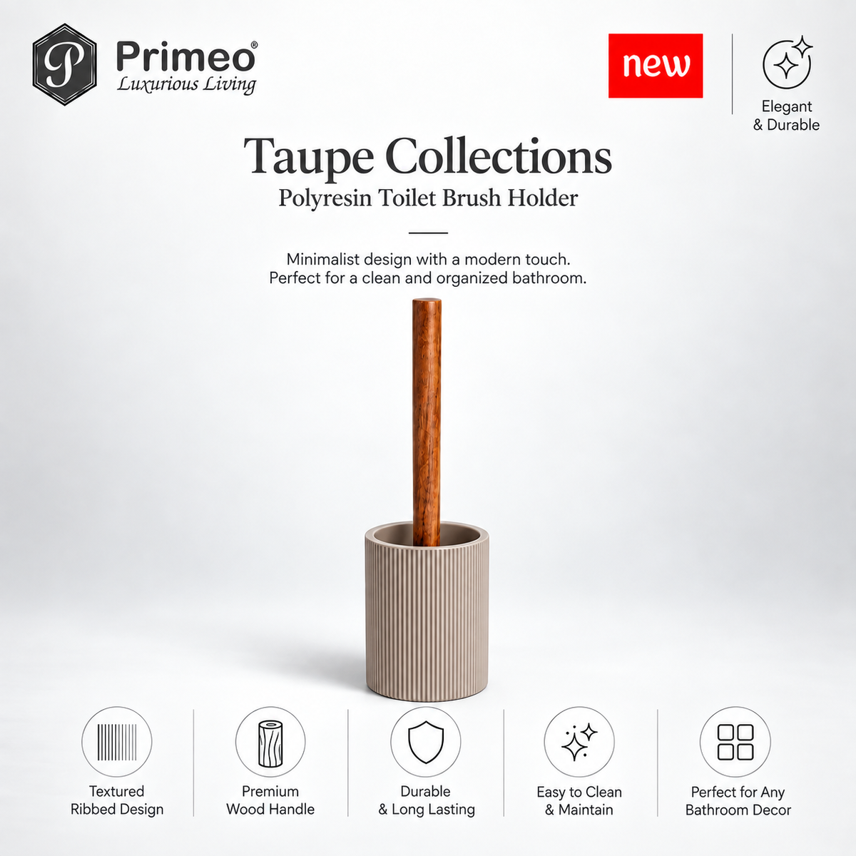 PRIMEO Bathroom Accessories Polyresin Bathroom Set Soap Dish Tumbler Soap Dispenser Toilet Brush Holder