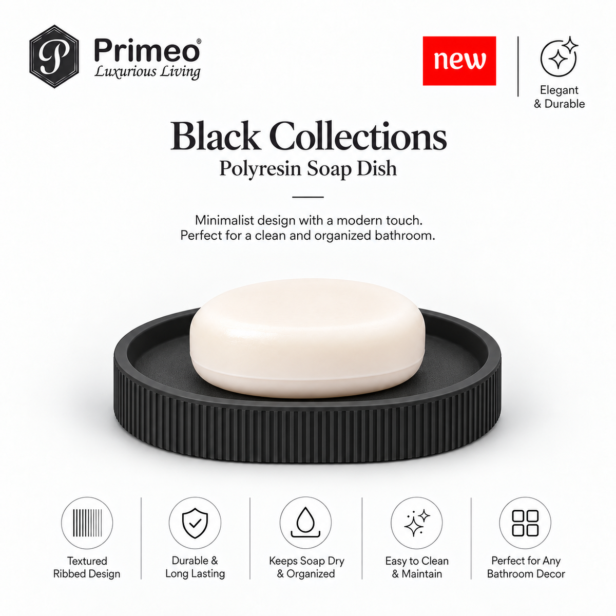 PRIMEO Bathroom Accessories Polyresin Bathroom Set Soap Dish Tumbler Soap Dispenser Toilet Brush Holder