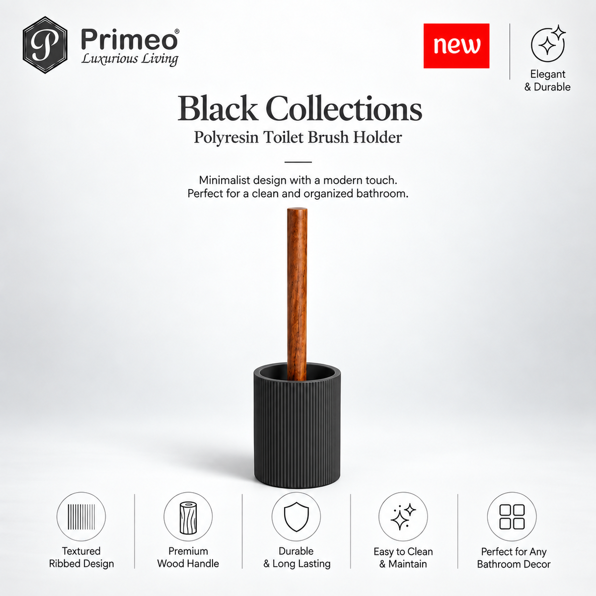 PRIMEO Bathroom Accessories Polyresin Bathroom Set Soap Dish Tumbler Soap Dispenser Toilet Brush Holder