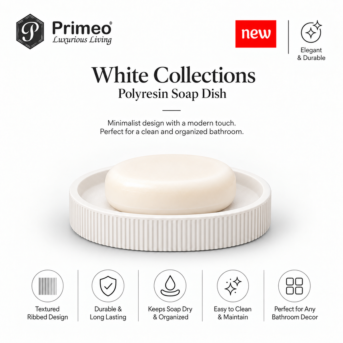 PRIMEO Bathroom Accessories Polyresin Bathroom Set Soap Dish Tumbler Soap Dispenser Toilet Brush Holder