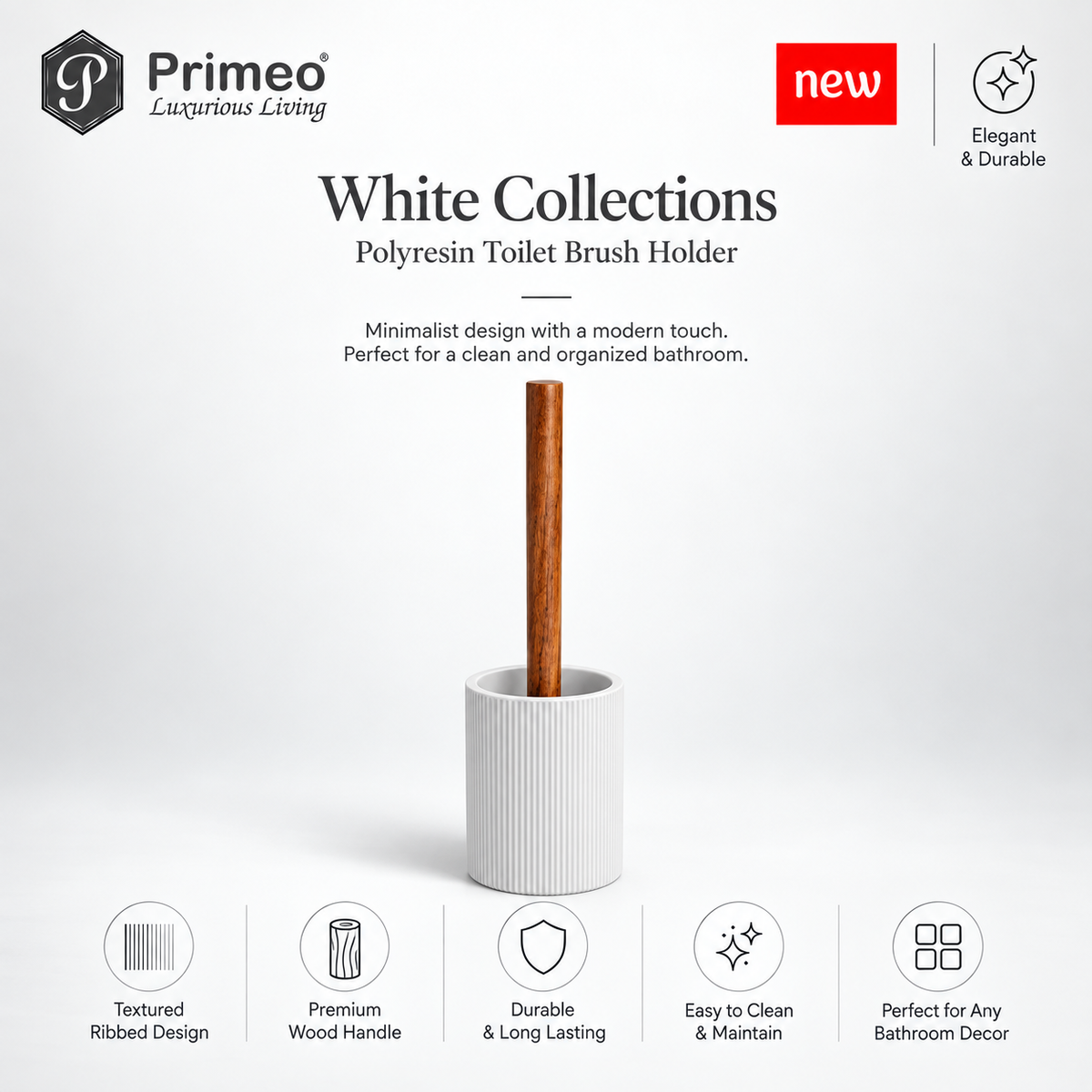 PRIMEO Bathroom Accessories Polyresin Bathroom Set Soap Dish Tumbler Soap Dispenser Toilet Brush Holder