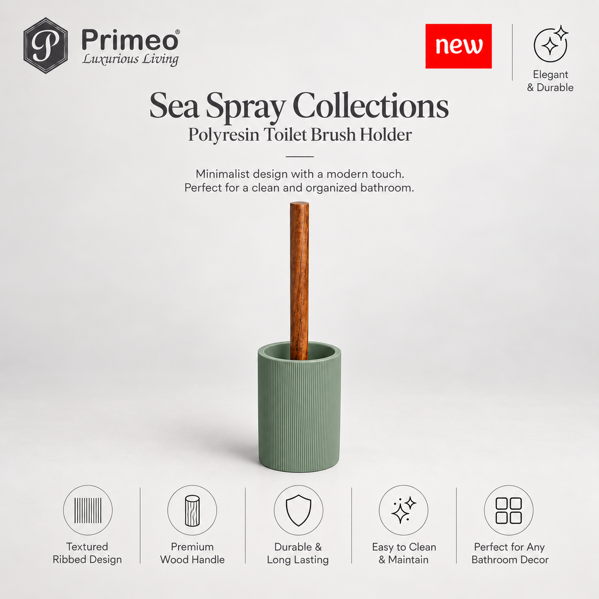 PRIMEO Bathroom Accessories Polyresin Bathroom Set Soap Dish Tumbler Soap Dispenser Toilet Brush Holder