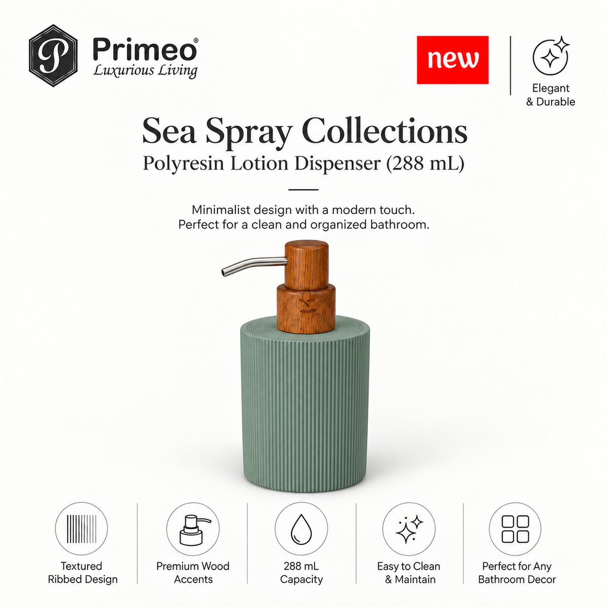 PRIMEO Bathroom Accessories Polyresin Bathroom Set Soap Dish Tumbler Soap Dispenser Toilet Brush Holder