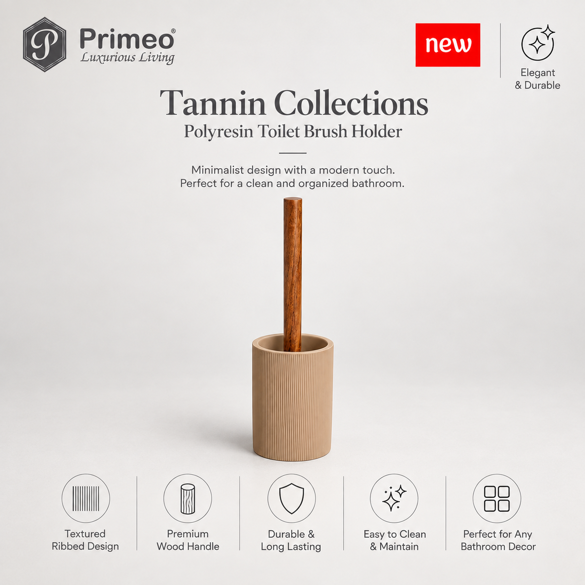 PRIMEO Bathroom Accessories Polyresin Bathroom Set Soap Dish Tumbler Soap Dispenser Toilet Brush Holder