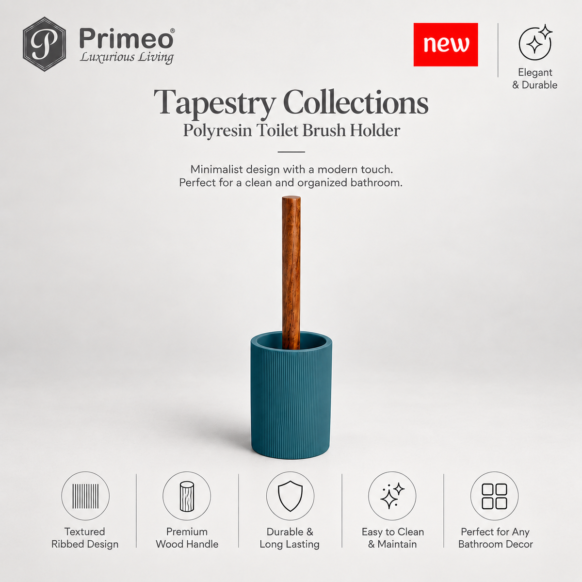 PRIMEO Bathroom Accessories Polyresin Bathroom Set Soap Dish Tumbler Soap Dispenser Toilet Brush Holder