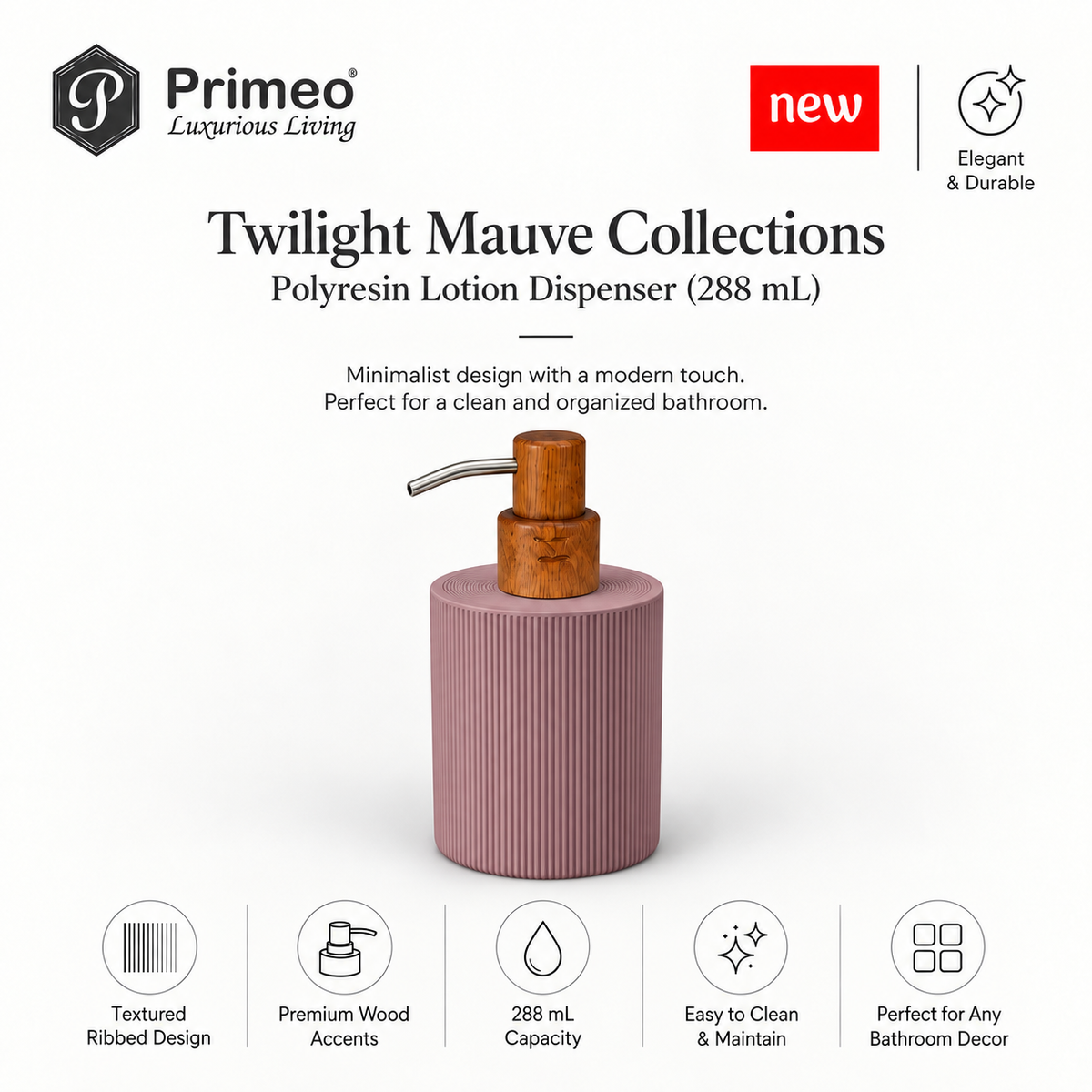 PRIMEO Bathroom Accessories Polyresin Bathroom Set Soap Dish Tumbler Soap Dispenser Toilet Brush Holder