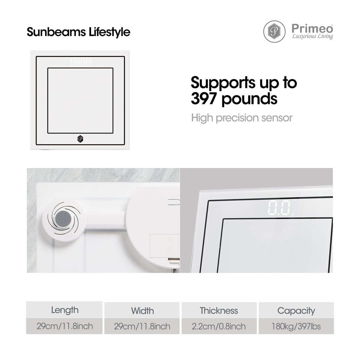 Primeo Digital Bathroom Body Weighing Scale Tempered Glass