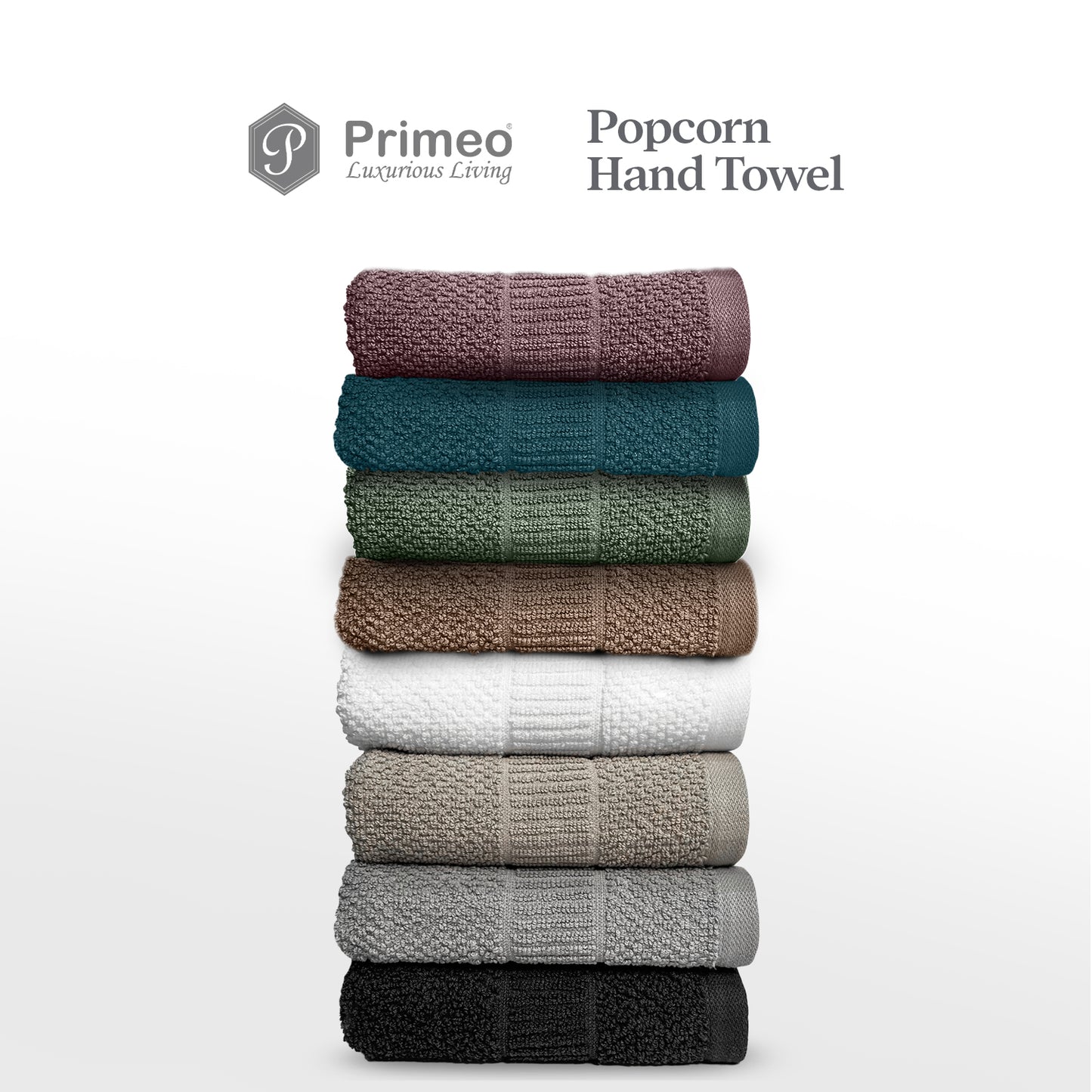 Primeo 100% Cotton Hand Towel - Popcorn Weave Collection Towels