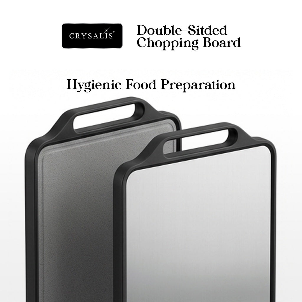 Crysalis Double-Sided Chopping Board Stainless Steel & PP Marble Cutting Board