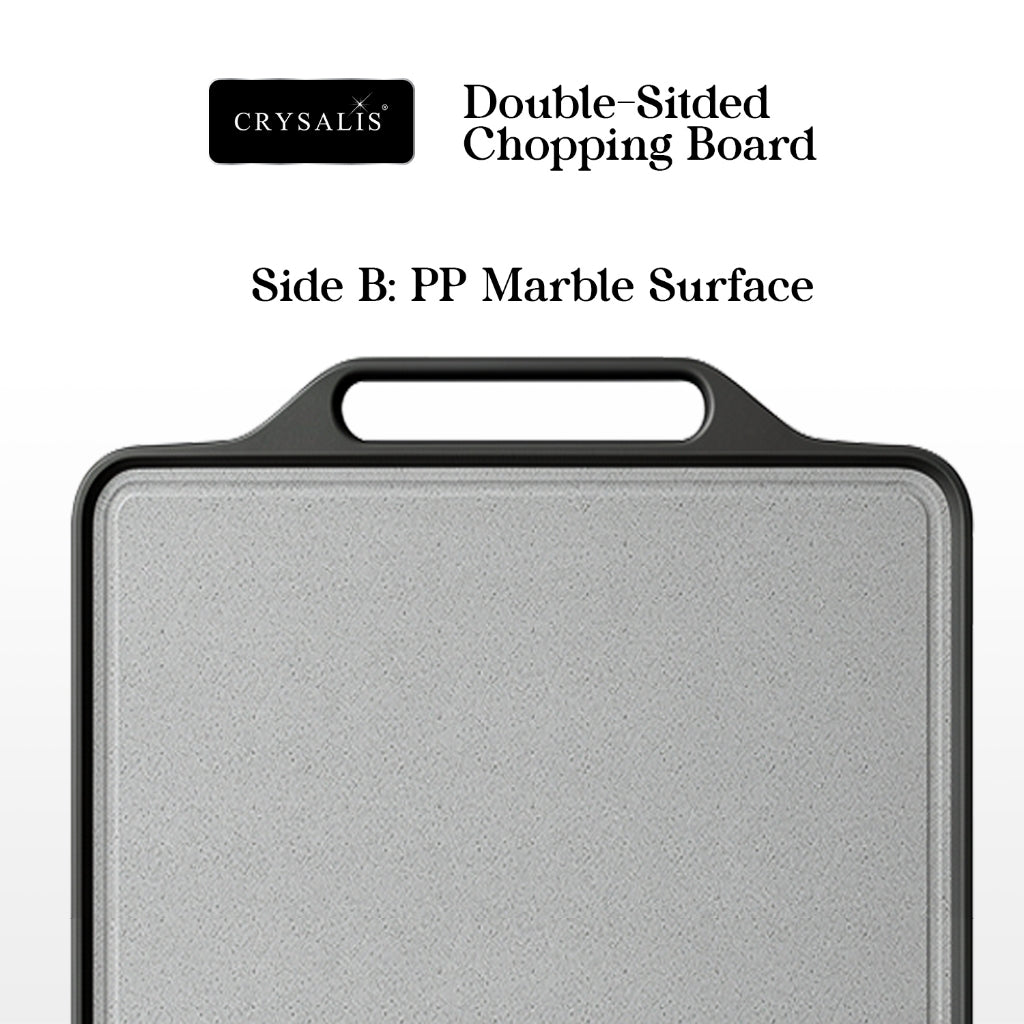 Crysalis Double-Sided Chopping Board Stainless Steel & PP Marble Cutting Board