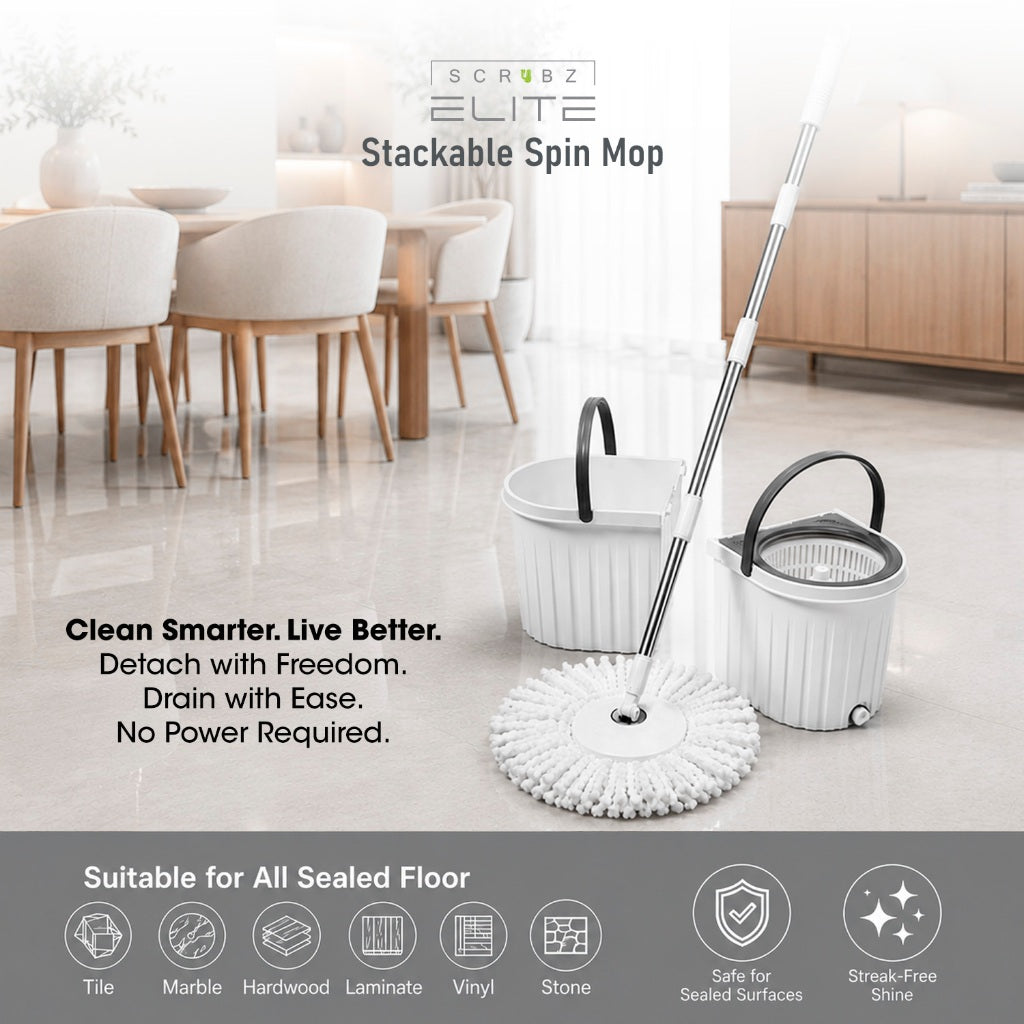 Scrubz Elite 360 Tornado Spin Mop Floor Cleaning Mop with Bucket