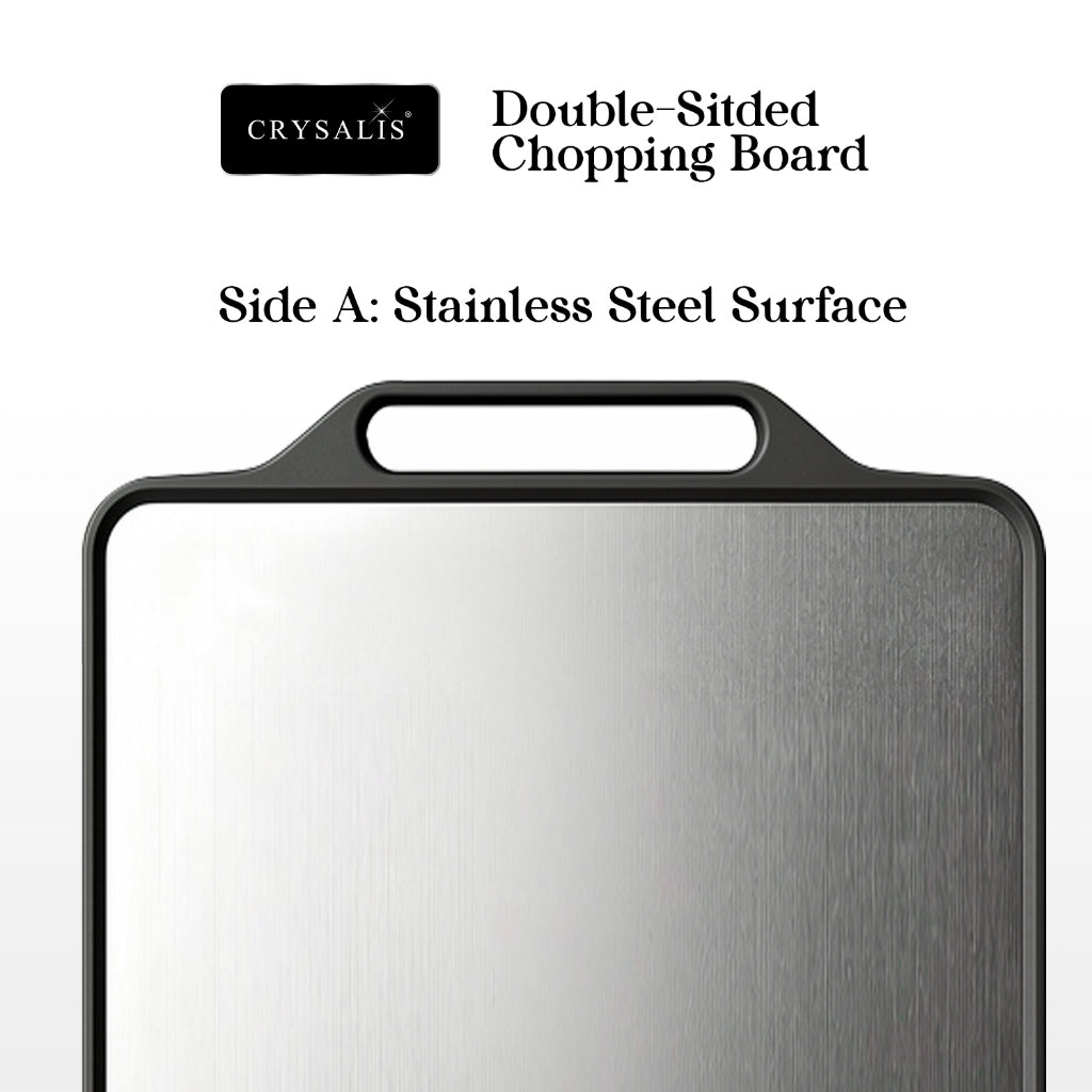 Crysalis Double-Sided Chopping Board Stainless Steel & PP Marble Cutting Board