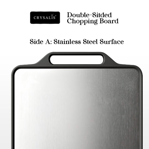 Crysalis Double-Sided Chopping Board Stainless Steel & PP Marble Cutting Board
