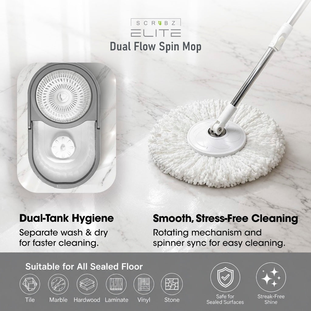 Scrubz Elite 360 Tornado Spin Mop Floor Cleaning Mop with Bucket