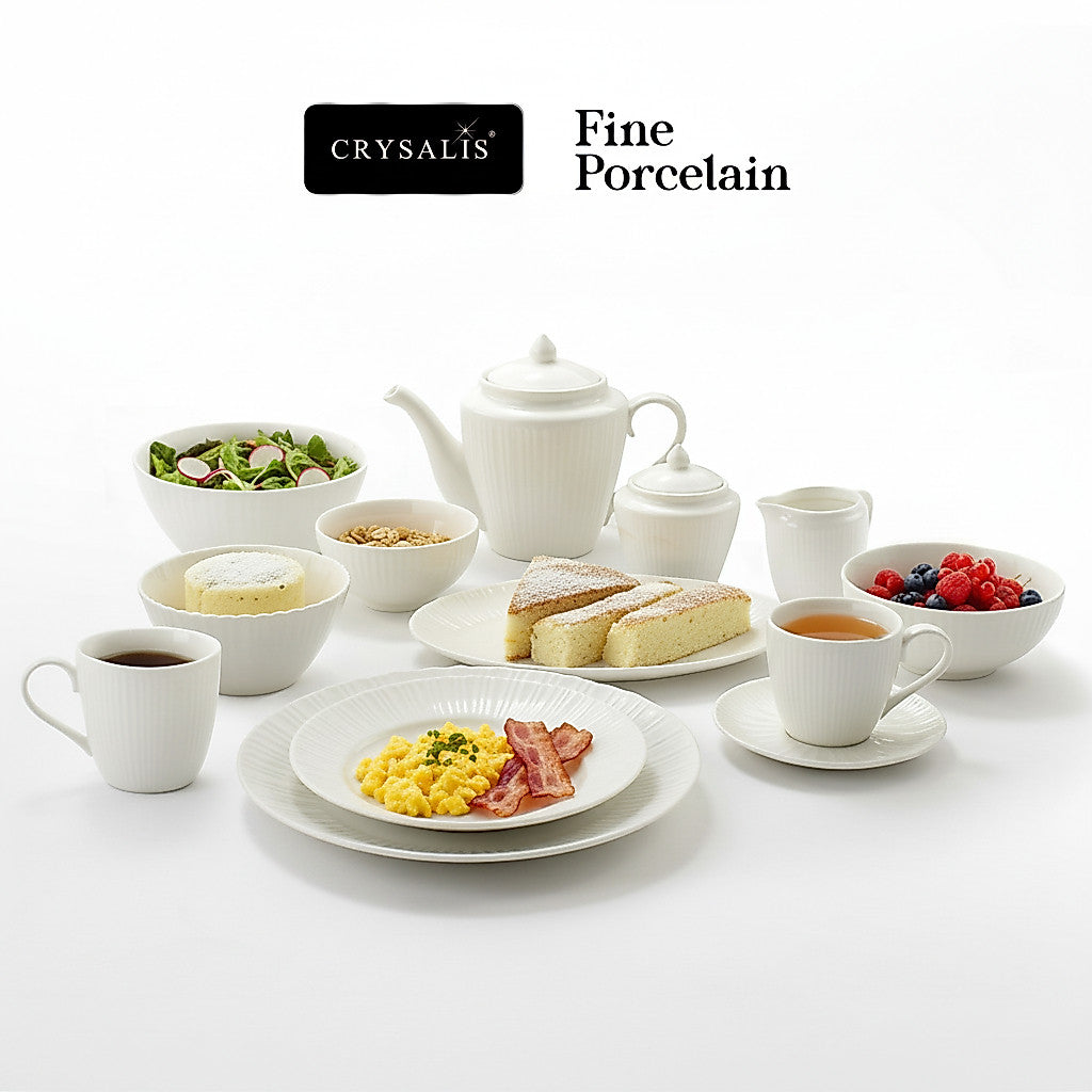 CRYSALIS Fine Porcelain Dinnerware Collection  Bowl Mug Dinner Bowl Creamer & Sugar Plate Teapot