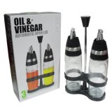 SLIQUE 3pcs Condiments Set Glass Oil Seasoning Spice Bottle